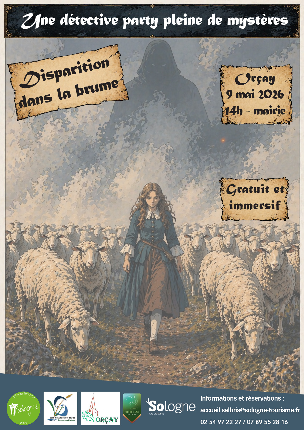 Affiche - detective party orçay Disparition dans la brume